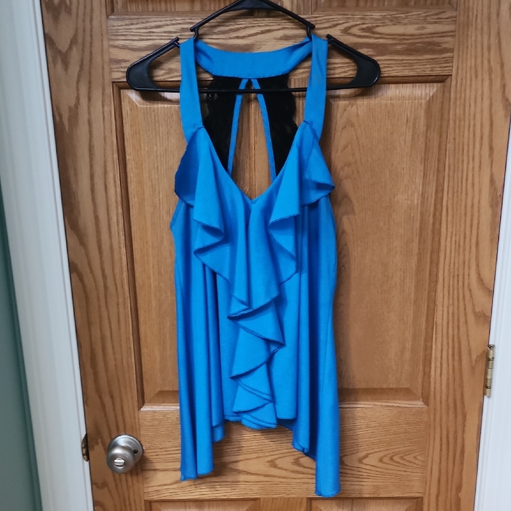 Dots Bright Blue Satin Top